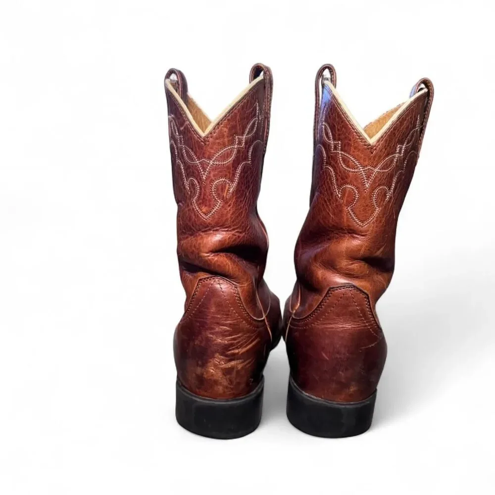 Ariat Men’s 10.5 EE Wide Western Boots Brown Leather Roper Heritage Cowboy Work